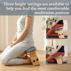 Adjustable Height Meditation Bench with Velvet Cushion, Bamboo Folding Prayer Kneeling Stool Yoga Meditation Chair, Zen Prayer Bench