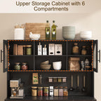 71" Pantry Cabinet, 54" Wide Kitchen Cabinet with Charging Station, Kitchen Hutch Storage with Pegboard and LED Light, Large Pantry Cabinets with Adjustable Shelves & Wine Rack for Dining Room, Black