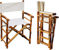 Set of 2 Bamboo Folding Directors Chairs, Detachable Portable Dining Lawn Chairs for Indoor Outdoor, Camping, Picnic, Beach & Sports Events