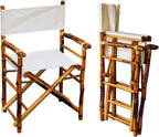 Set of 2 Bamboo Folding Directors Chairs, Detachable Portable Dining Lawn Chairs for Indoor Outdoor, Camping, Picnic, Beach & Sports Events