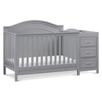 Davinci Charlie 4-in-1 Convertible Baby Crib w/Changing Table, Grey | Greenguard Certified Baby Crib Convertible to Toddler Bed, Daybed, Full-Size Bed - Changing Table Combo w/ Extra Storage