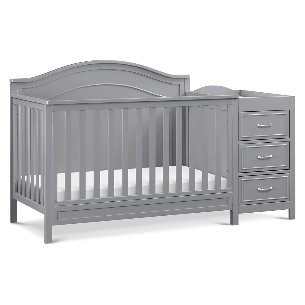 Davinci Charlie 4-in-1 Convertible Baby Crib w/Changing Table, Grey | Greenguard Certified Baby Crib Convertible to Toddler Bed, Daybed, Full-Size Bed - Changing Table Combo w/ Extra Storage