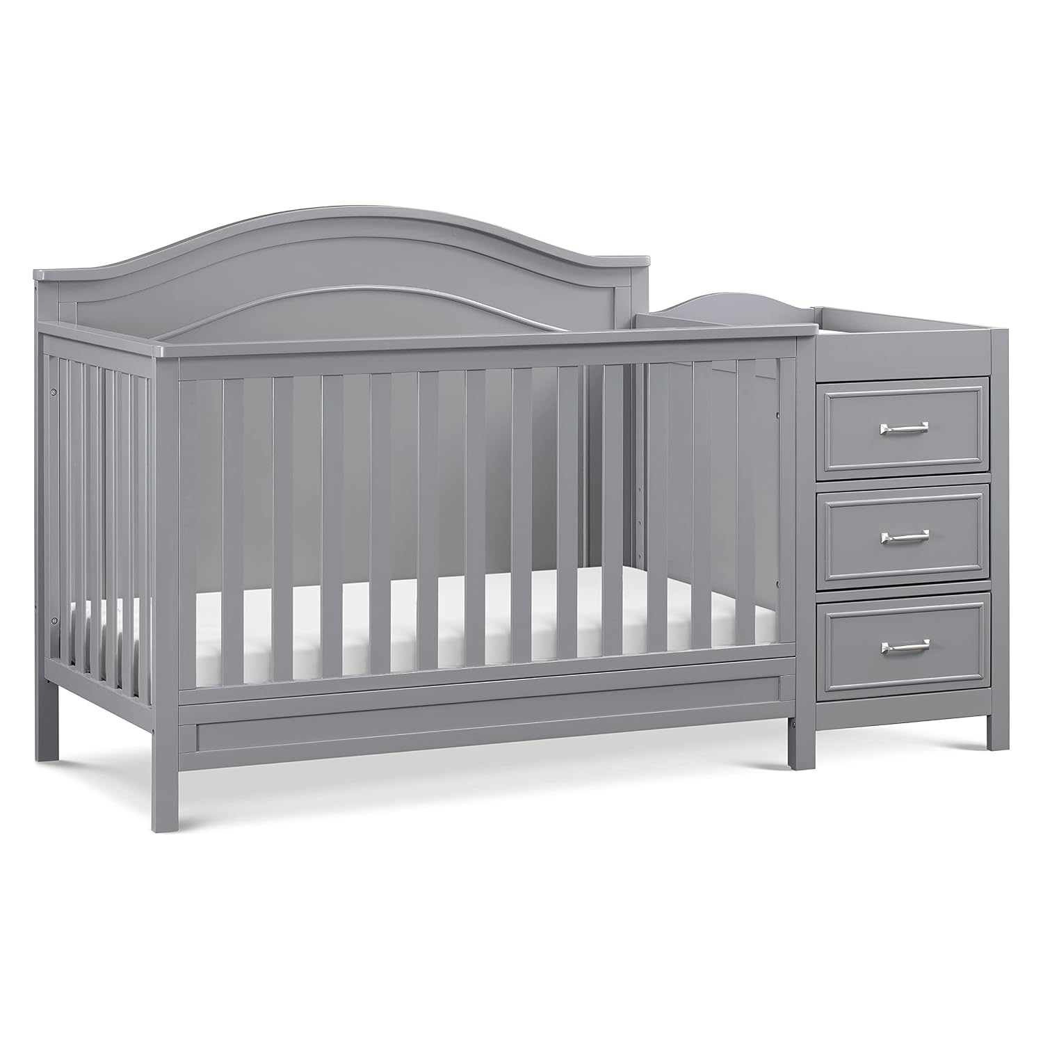 Davinci Charlie 4-in-1 Convertible Baby Crib w/Changing Table, Grey | Greenguard Certified Baby Crib Convertible to Toddler Bed, Daybed, Full-Size Bed - Changing Table Combo w/ Extra Storage