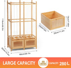 Stuffed Animal Storage with Two Wooden Drawers, 280L Extra Large Capacity Plush Toy Organizer Tower, Solid Wood Stuffed Animal Zoo Storage for Bedroom, Playroom&Home Organization