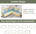 Waterproof Custom Size Bench Cushions for Indoor Outdoor Furniture, Bay Window Seat Cushions Indoor, Custom Cushions for Breakfast/Reading Bench Nook/Dining Entryway Mudroom Bench, Anti-Slip/Scratch