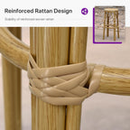 PURPLE LEAF Patio Round Counter Height Stool Set of 2 Outdoor Backless Barstools Aluminum Frame in Bamboo Finish with Amber & White Woven Rattan for Indoor Kitchen Dining Bistros Cafe Restaurant