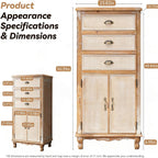 Rustic Tall Storage Cabinet - Distressed Solid Wood Frame Accent Cabinet with 3 Drawers & 2 Doors, Farmhouse Freestanding Floor Cabinet for Entryway, Living Room, Hallway