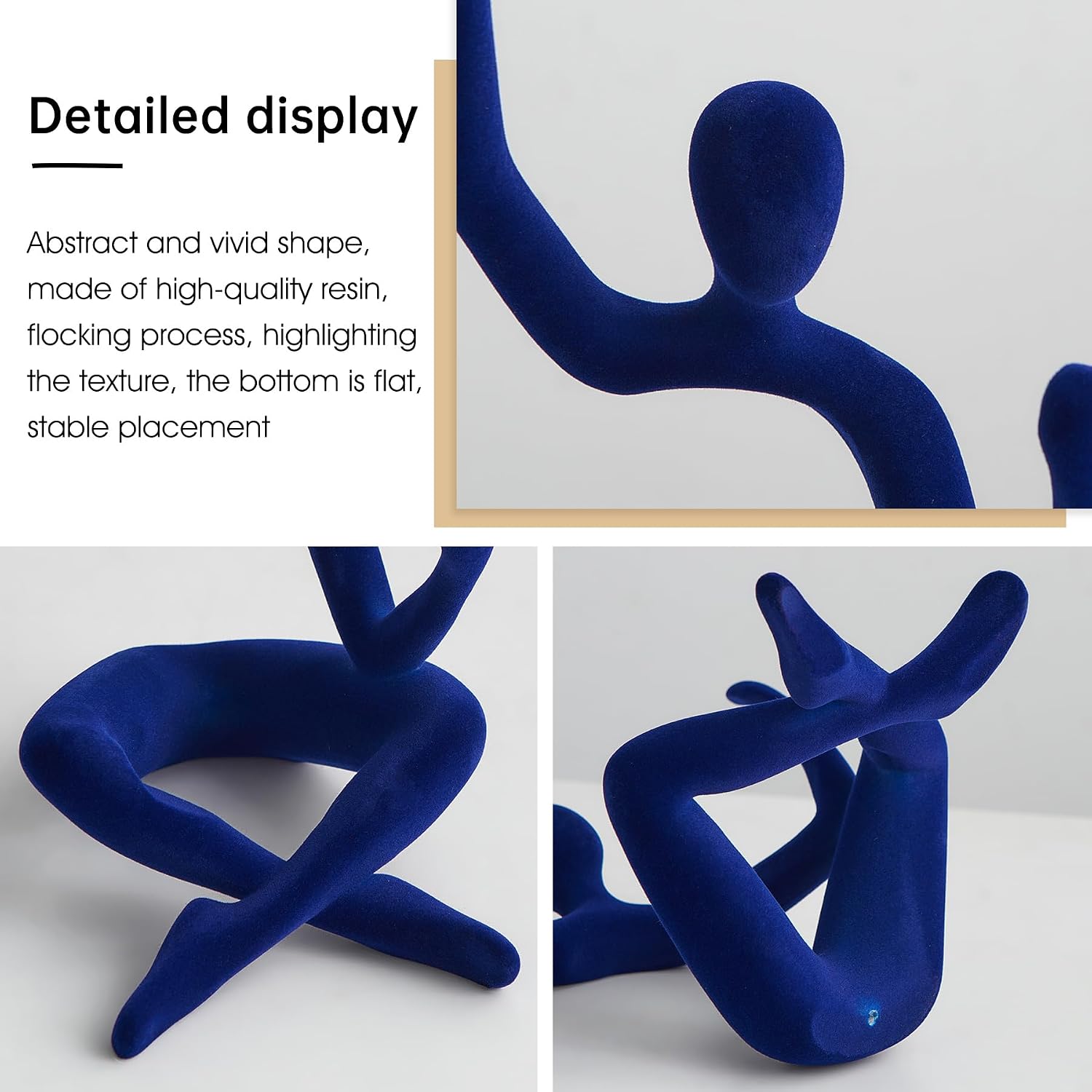 Thinker Statue Wine Rack, Modern Rack for Kitchen Table Decor, Single Wine Bottle Holder Countertop for Bar, Small Bottle Holder Rack (Navy)