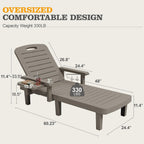UDPATIO Resin Outdoor Lounge Chair with Armrest Set of 2, 5-Position Adjustable Patio Chaise Chairs, Waterproof Heavy Duty Pool Reclining for Beach, Lawn, Garden, and Deck，Resin A Grey