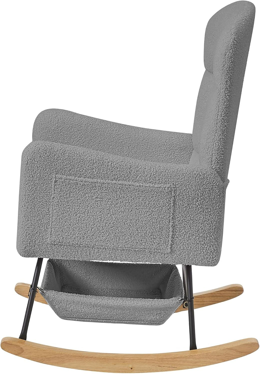 Grey Teddy Rocking Chair Outdoor Adulto Bedroom Nursery Indoor Wooden,A3 | Soft teddy fabric surface, high backrest, well-placed armrests, easy assembly with detailed instructions