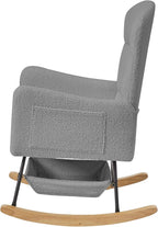 Grey Teddy Rocking Chair Outdoor Adulto Bedroom Nursery Indoor Wooden,A3 | Soft teddy fabric surface, high backrest, well-placed armrests, easy assembly with detailed instructions
