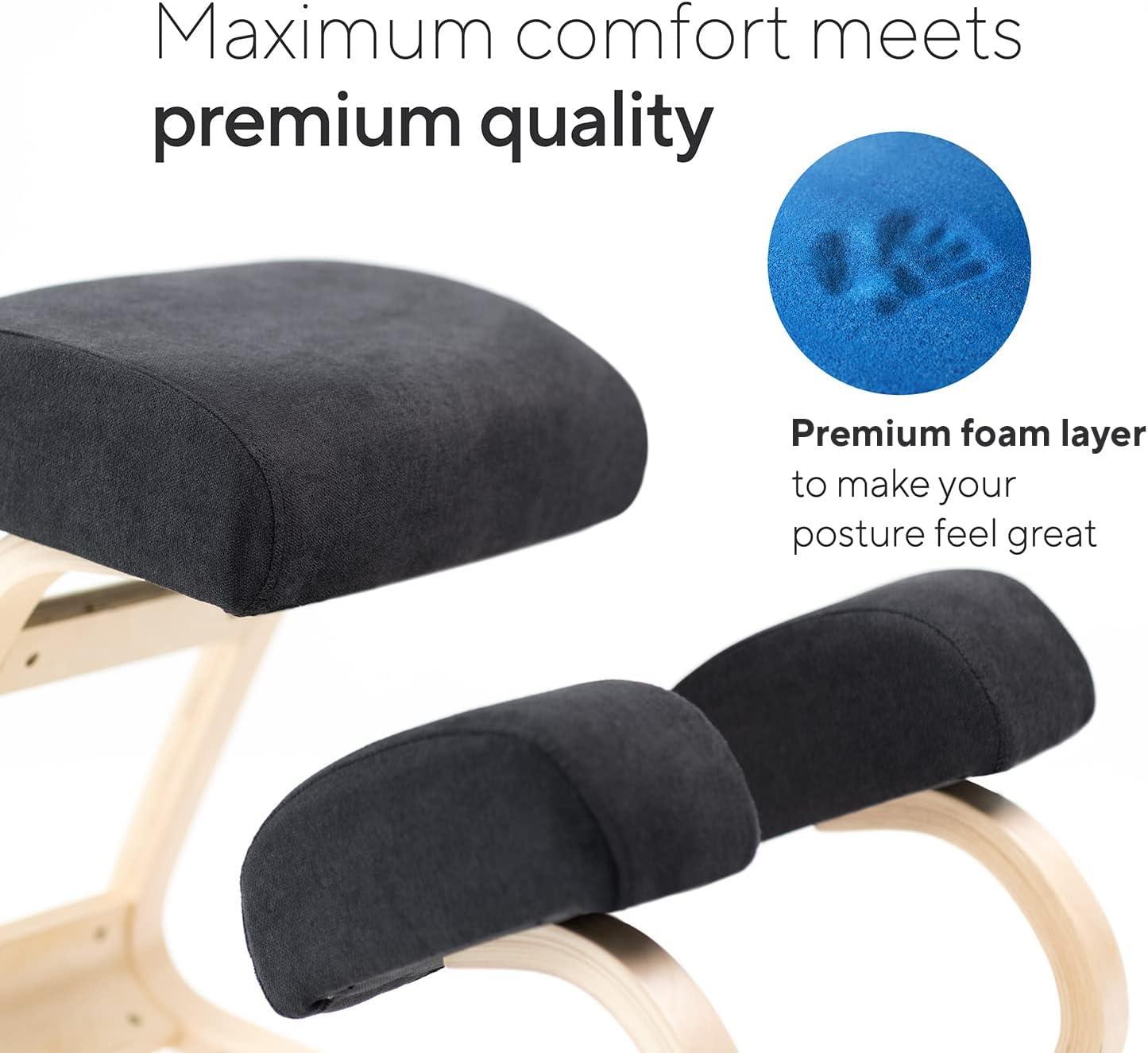 Ergonomic Kneeling Chair with Extra Padding - Posture Support Comfortable Desk Chair - Angled Rocking Stool & Balancing Seat - Natural Relief for Neck or Back Pain (with Extra Padding)