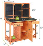 Outdoor Potting Bench, Black, 44 * 20 * 63in | Wooden with Metal Tabletop, Drawer Included, Matching Storage Cabinet, Shelf/Hooks Included