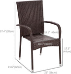 Patio Dining Chairs, Stackable PE Rattan Wicker Outdoor Dining Chairs with Cushion Armrests Backrest, Blue Patio Chair Garden Chair for Backyard Patio Balcony Dining Seating