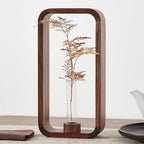 Transprent Glass Vase Test Tube Hydrophilic Plants Holder Walnut Wooden Frame Flower Stand Table Garden Bonsai Decor,Gifts for Women, Home Office Decor Planter (Big)