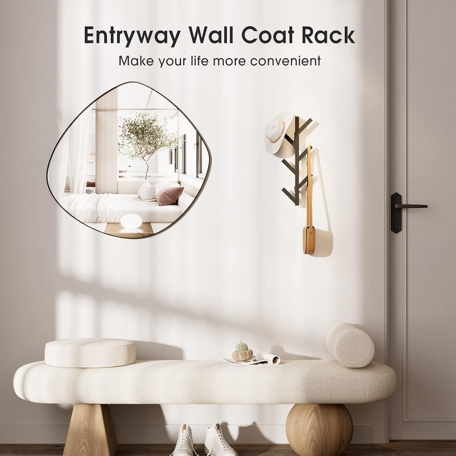 RRG Vertical Coat Rack Wall Mounted 16 Inch, Metal Vertical Hat Rack for Wall, Modern Coat Rack Tree for Hats, Jackets, Bags, Entryway Bedroom (Height 16")