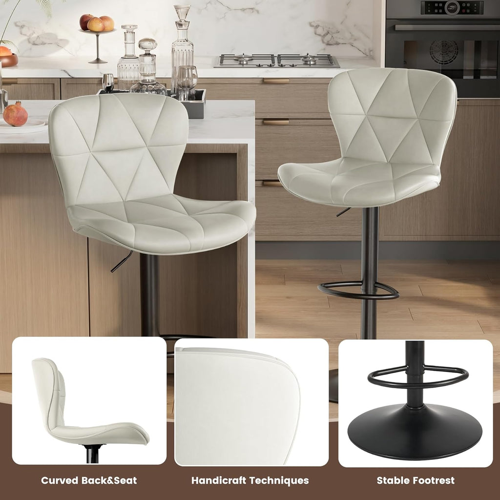 Miereirl Modern 3-Piece Bar Table Set, 55" Faux Marble Pub Dining Table with 2 Swivel Adjustable Barstools, PU Leather Counter Height Chairs with Footrest & Backrest for Kitchen, Dining Room