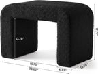 Tribesigns Modern Vanity Stool, Sherpa Upholstered Foot Stool Ottoman, Large Foot Rest for Couch, Shoe Bench for Entryway, Extra Seating for Living Room, Bedroom, Dressing Room, No Assembly, Black
