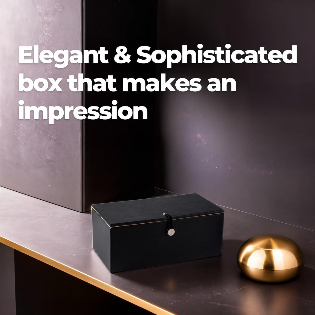 Premium Tea Box Organizer - Elegant Tea Bag Storage Container with 60 Tea Bag Holder Capacity - Vegan Leather Exterior and Velvet Fabric Interior - Black