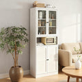 27.56” Metal Pantry Cabinet, 72" H Kitchen Pantry Storage Cabinet with 4 Doors and Adjustable Shelves, Freestanding Buffet Cupboards for Living Room and Dinning Room, White B