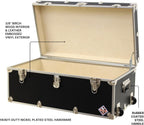 Rhino Trunk & Case Large Essential Trunk With Wheels 32”x18”x14”, 1000+ lbs Capacity - Many Colors. Strong, USA Made Summer Camp Footlocker, and Secure College Dorm Storage Chest