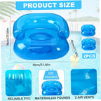 2PCS Kids Inflatable Pool Chairs, Waterproof PVC Blow Up Chairs with 2 Air Vents, Portable Air Couches for Learning, Camping, Beach Party, Blue
