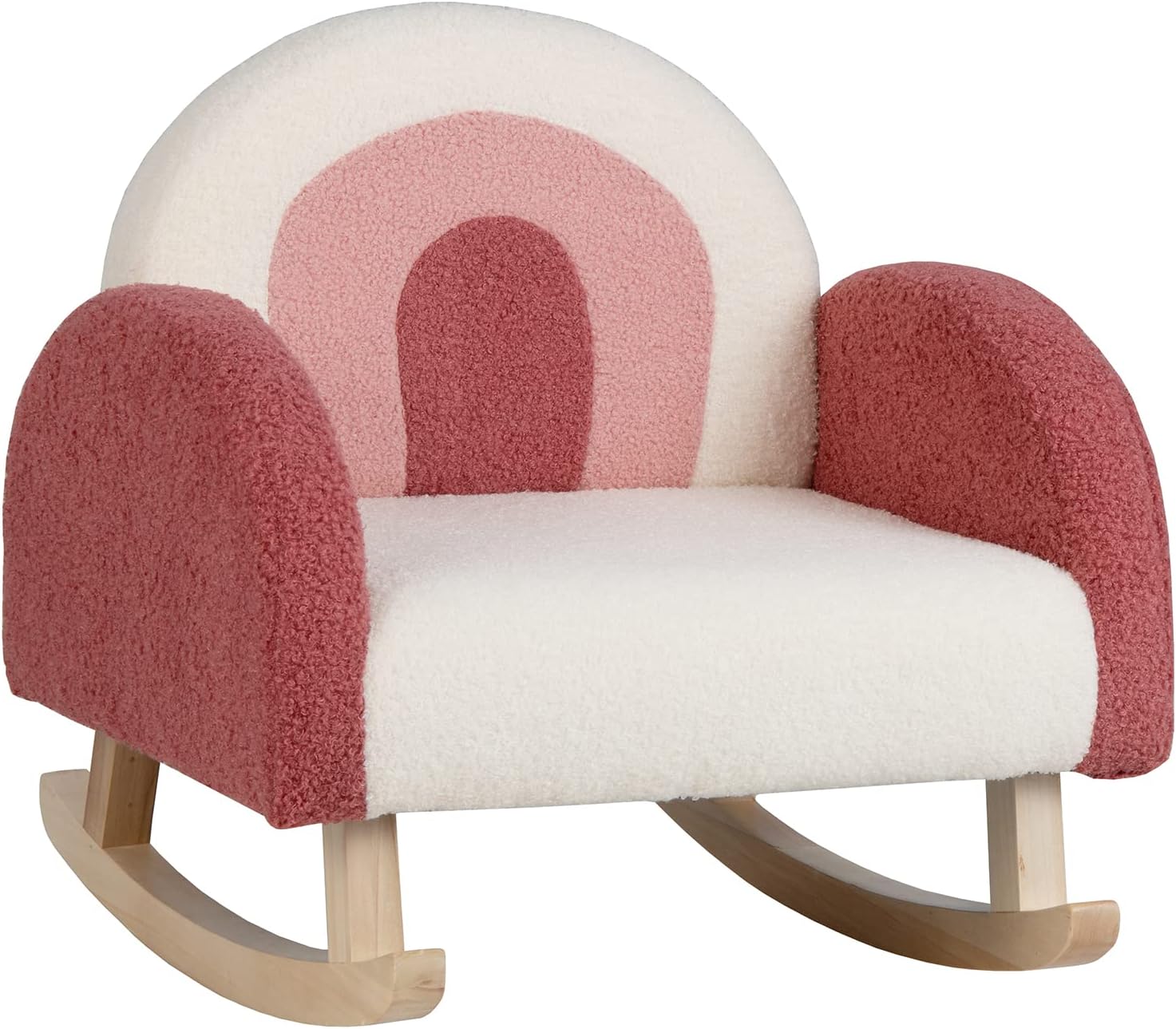 Costzon Kids Sofa, Toddler Rocking Chair w/Solid Wood Frames, Plush Fabric, Anti-Tip Design for Kids Room, Nursery, Playroom, Preschool, Birthday Gift for Boys Girls, Toddler Furniture Armchair, Red