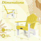 FUNBERRY Kids Outdoor Chair, CPC Certified HDPE Kids Adirondack Chairs, All Weather Easy Installation Toddler Outdoor Chair with Ergonomic Design for Patio, Garden, Picnic, Backyard, Beach
