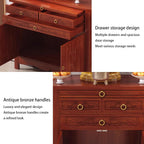 Large-Capacity Prayer Cabinet, Altar Table with Drawers, Solid Thickened Bamboo Board with Retro and Elegant Chinese carvings, Suitable for Entrance, Living Room, Bedroom 68cm