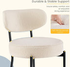 DUMOS Dining Chairs Set of 4, Mid Century Modern Chair Round Upholstered Curved Backrest, Kitchen Vanity Living Room Chairs with Black Metal Legs，Light Beige