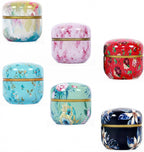 HAN SHENG 6Pcs Airtight Tea Storage Tins, Vintage Food Canister Set | 10 Oz, Floral Embossed Design, Loose Leaf Tea, Herbs, Coffee Spices Sugar, Kitchen Storage, Freshness Seal, Double Lids