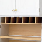 78.2" Tall Farmhouse Kitchen Pantry with 6 Doors and 8 Racks, Versatile Cupboard Storage Cabinet with 4 Adjustable Shelves, Hidden Drawer, Wine Rack for Kitchen, Dining & Bathroom (White-11.22)