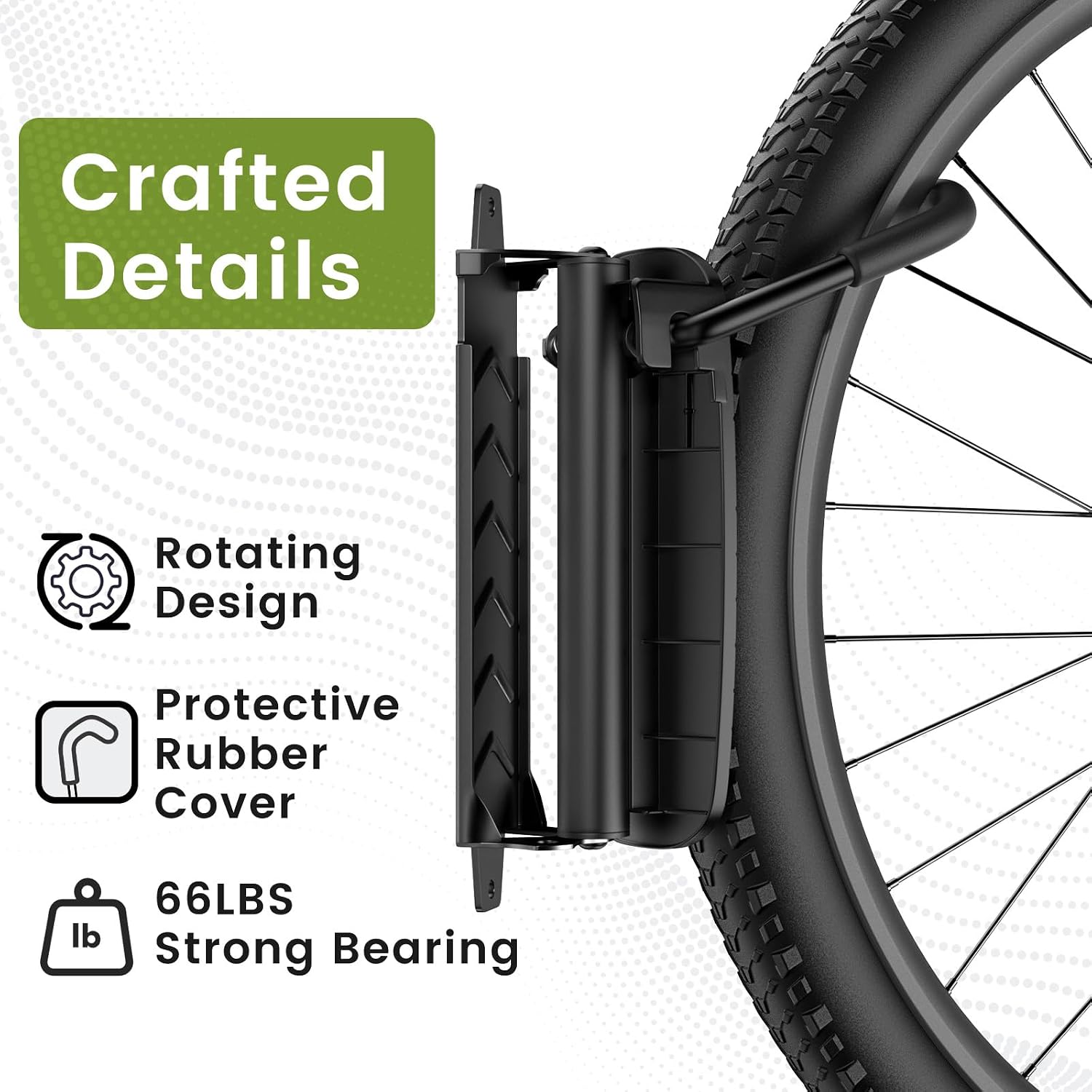 Housolution Swivel Bike Wall Mount [2 Pack], 150° Swivel Vertical Bike Rack Wall Hanger Holds up to 66lbs for Mountain/Road/Hybrid Bikes, Bike Hangers, Bicycle Storage Rack for Garage