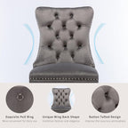 ODUSE-DAILY Gray Velvet Dining Chairs Set of 8, Kitchen & Dining Room Chairs Set of 8, Tufted Velvet Upholstered Dining Chairs, Solid Wood Frame (Gray, 8 Pcs)