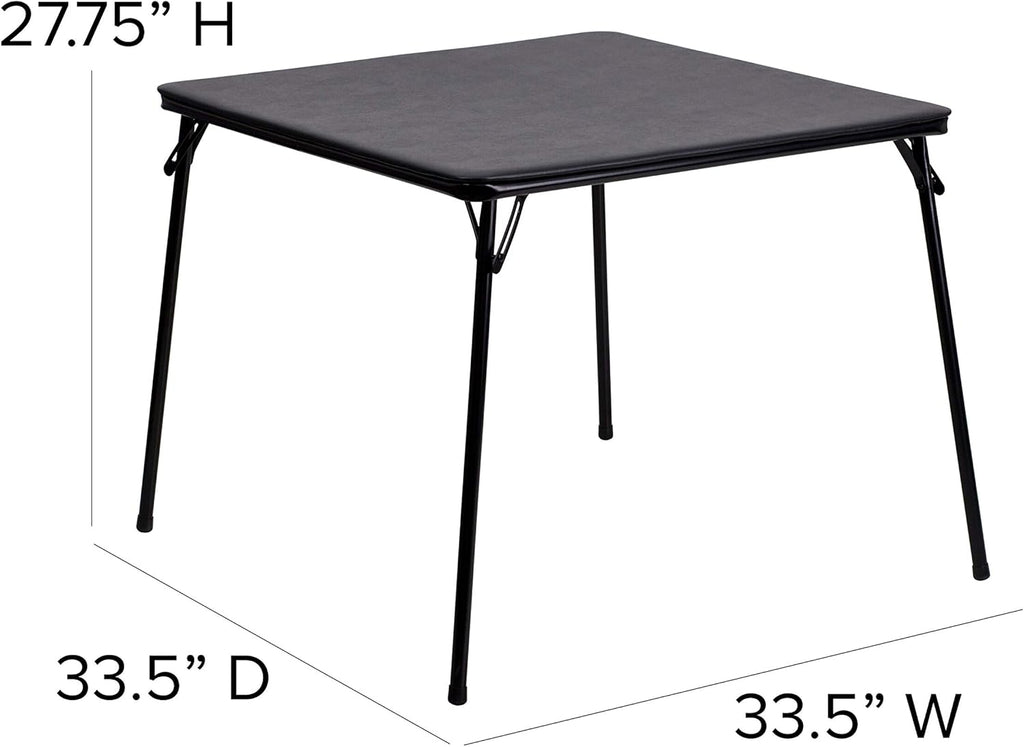 Flash Furniture Madison 5-Piece Folding Card Table and Chairs Set, Portable Event Table and Chairs Set, Black