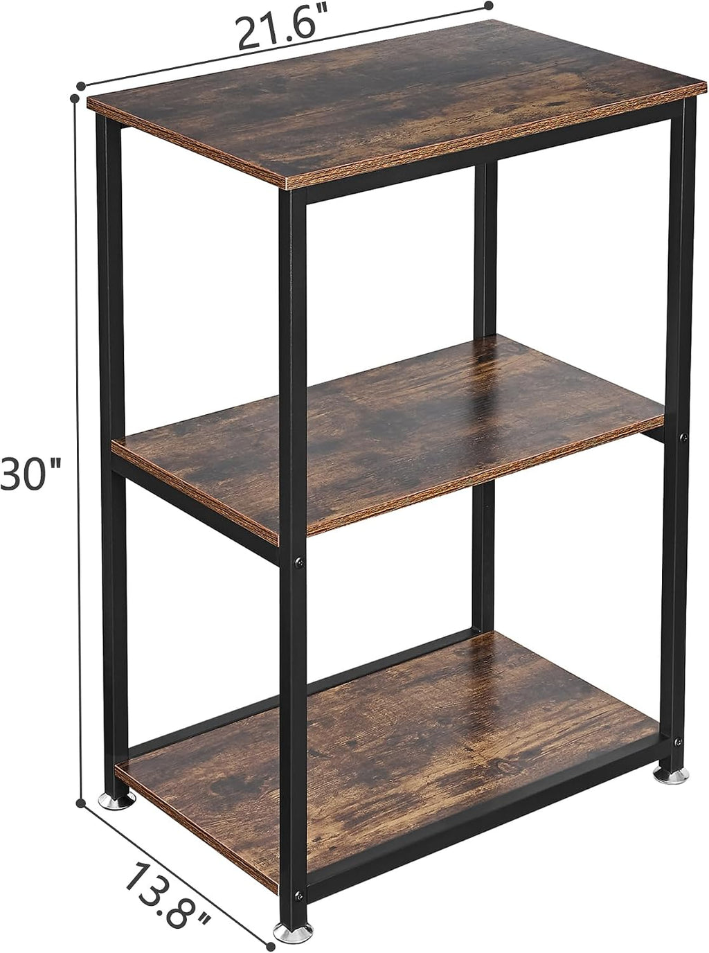 VECELO Tall End Side Table,30" Height Nightstand with 3-Tier Storage Shelf for Living Room Bedroom Office Hallway Study
