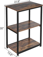 VECELO Tall End Side Table,30" Height Nightstand with 3-Tier Storage Shelf for Living Room Bedroom Office Hallway Study