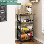 XYZLVSI Rolling Kitchen Microwave Cart, 4 Tier Microwave Table Stand with Fruit Baskets, Kitchen Storage Rack on Wheels, Small Coffee Bar Station Shelf Organizer for Pantry, Living Room Office