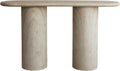 Creative Co-Op Lightweight Eco Stone Rectangle Indoor/Outdoor Table with Travertine Finish, Buff Color
