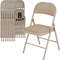 8 Pack Folding Chairs, Fabric Dining Chair Set with Padded Cushion and Back, Indoor Outdoor Seat for Home Office, Parties, Events, Wedding, Extra Guest Seating, Desert Khaki