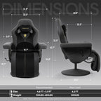 Dowinx Racing Style Gaming Recliner Chair with Massage Lumbar, Footrest, Cup Holder, Side Pouch, High Back Ergonomic Video Game Chair Reclining No Wheels Heavy Duty, Black Yellow FabricLeather