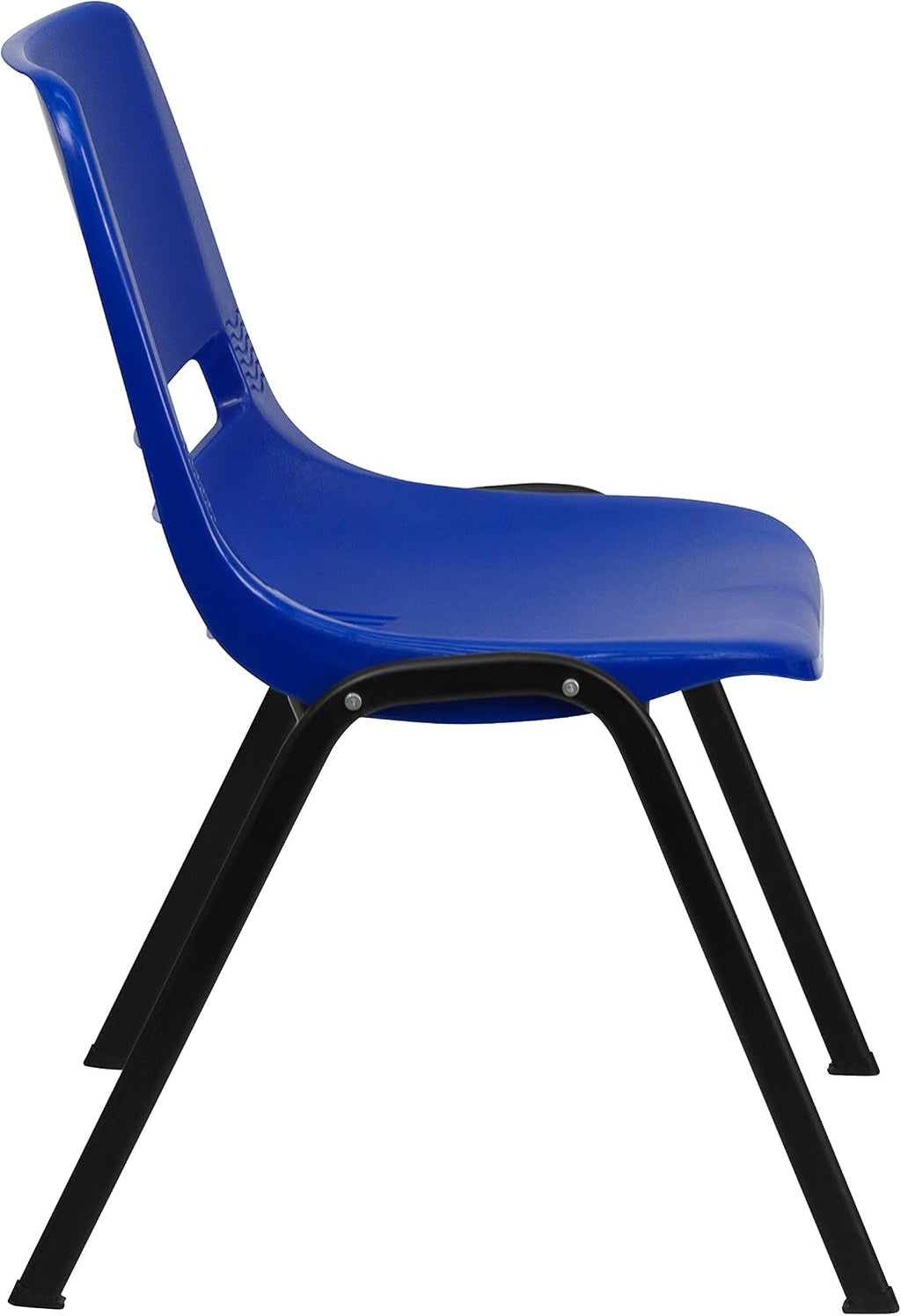 EMMA + OLIVER Navy Ergonomic Shell Stack Chair with Black Frame and 16" H Seat