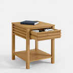 Martin Svensson Home Julian Genuine Oak Wood End Table, 20 Inch Square, Mid Century Modern Side Table with Drawer and Lower Shelf for Living Room, Light Oak Natural