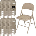 18 Pack Folding Chairs, Fabric Dining Chair Set with Padded Cushion and Back, Indoor Outdoor Seat for Home Office, Parties, Events, Wedding, Extra Guest Seating, Desert Khaki