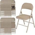 18 Pack Folding Chairs, Fabric Dining Chair Set with Padded Cushion and Back, Indoor Outdoor Seat for Home Office, Parties, Events, Wedding, Extra Guest Seating, Desert Khaki