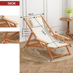 Wood Portable Reclining Beach Chair, 4 Level Height Adjustable Reclining Chairs with Wood Frames and Cushioned Headrest, for Indoor Outdoor Garden, Backyard, Poolside