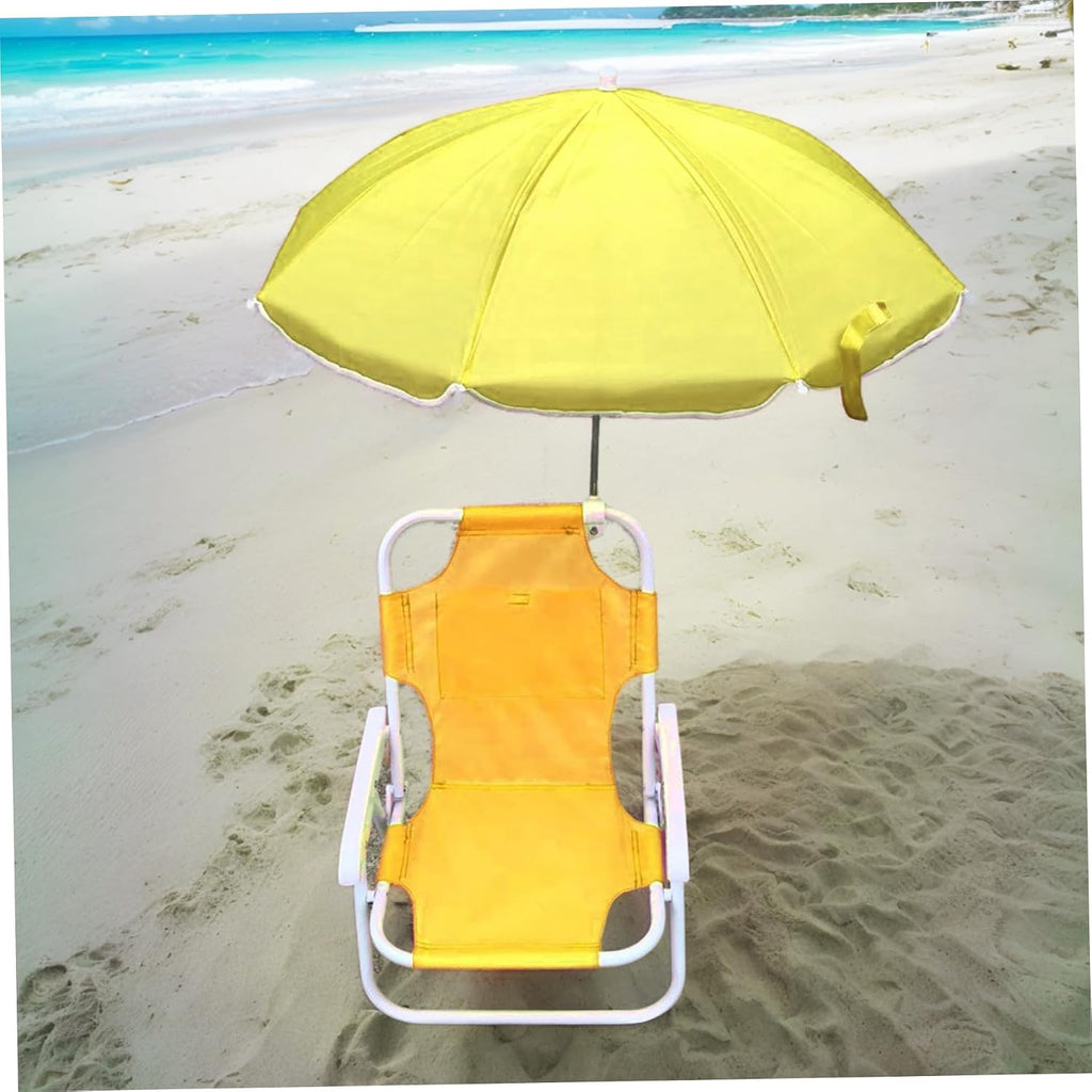 Kids Beach Chair with Umbrella Foldable & Detachable Beach Chair with Canopy, Lightweight and Sturdy Outdoor Seat for Camping, Travel, Lawn, Yellow, Chairs