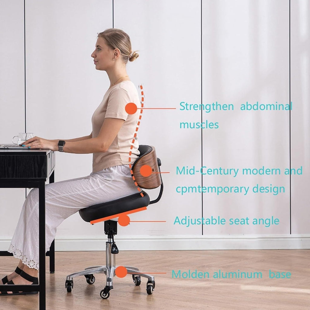 Ergonomic Kneeling Chair with Adjustable Angled Seat for Office and Home Posture Support