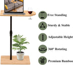 TV Tray Table C-Shaped Sofa Side Table with Slots, Adjustable Height & 360-degree Rotatabl, for Living Room Bedroom