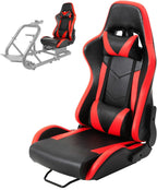 Minneer Dual Lock Slide Racing Seat,Load 400 Pounds,Adjustable Angle,Comfortable Breathable,Ergonomics,Flight Gaming Chair Fit for Racing Simulation Cockpit Include Headrest Waist Pillow (Red)